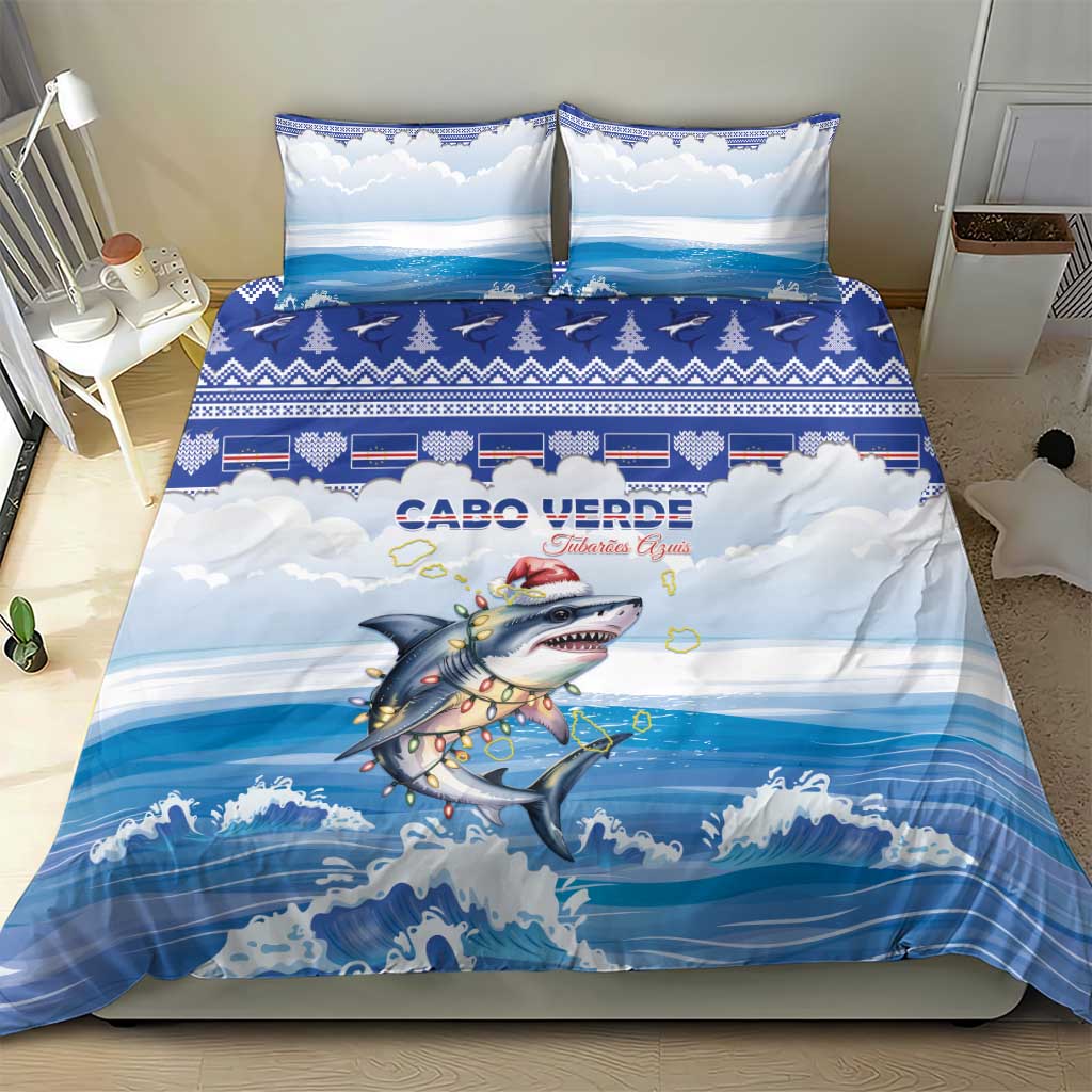 Afro Chirstmas Cabo Verde Football Bedding Set Allez Tubaroes Azuis - African Pride