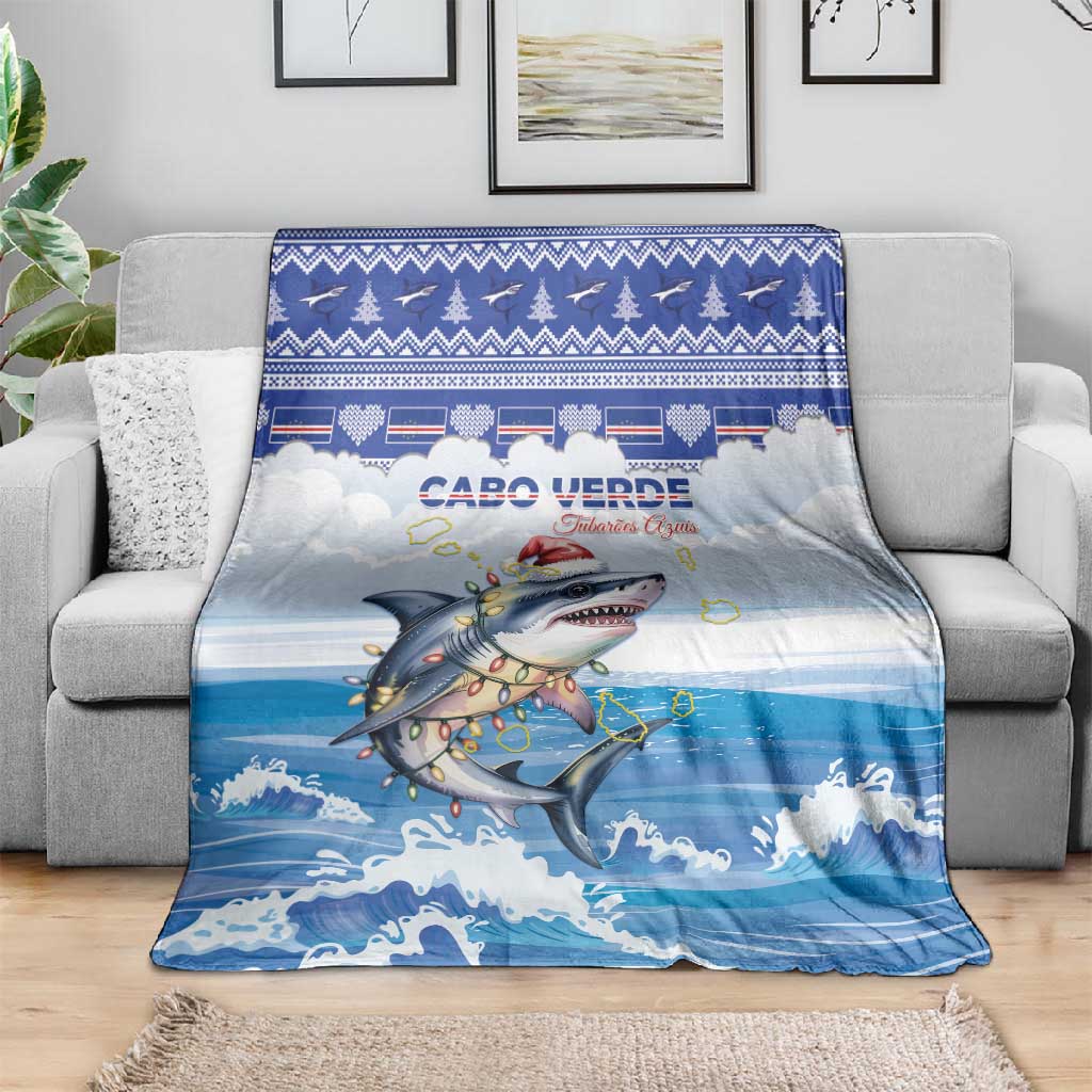 Afro Chirstmas Cabo Verde Football Blanket Allez Tubaroes Azuis - African Pride