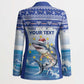 Personalized Cape Verde Football Christmas Blazer Feliz Natal Tubaroes Azuis