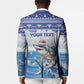 Personalized Cape Verde Football Christmas Blazer Feliz Natal Tubaroes Azuis