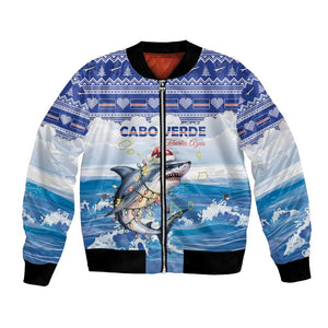 Afro Chirstmas Cabo Verde Football Personalized Bomber Jacket Allez Tubaroes Azuis - African Pride