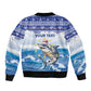 Afro Chirstmas Cabo Verde Football Personalized Bomber Jacket Allez Tubaroes Azuis - African Pride