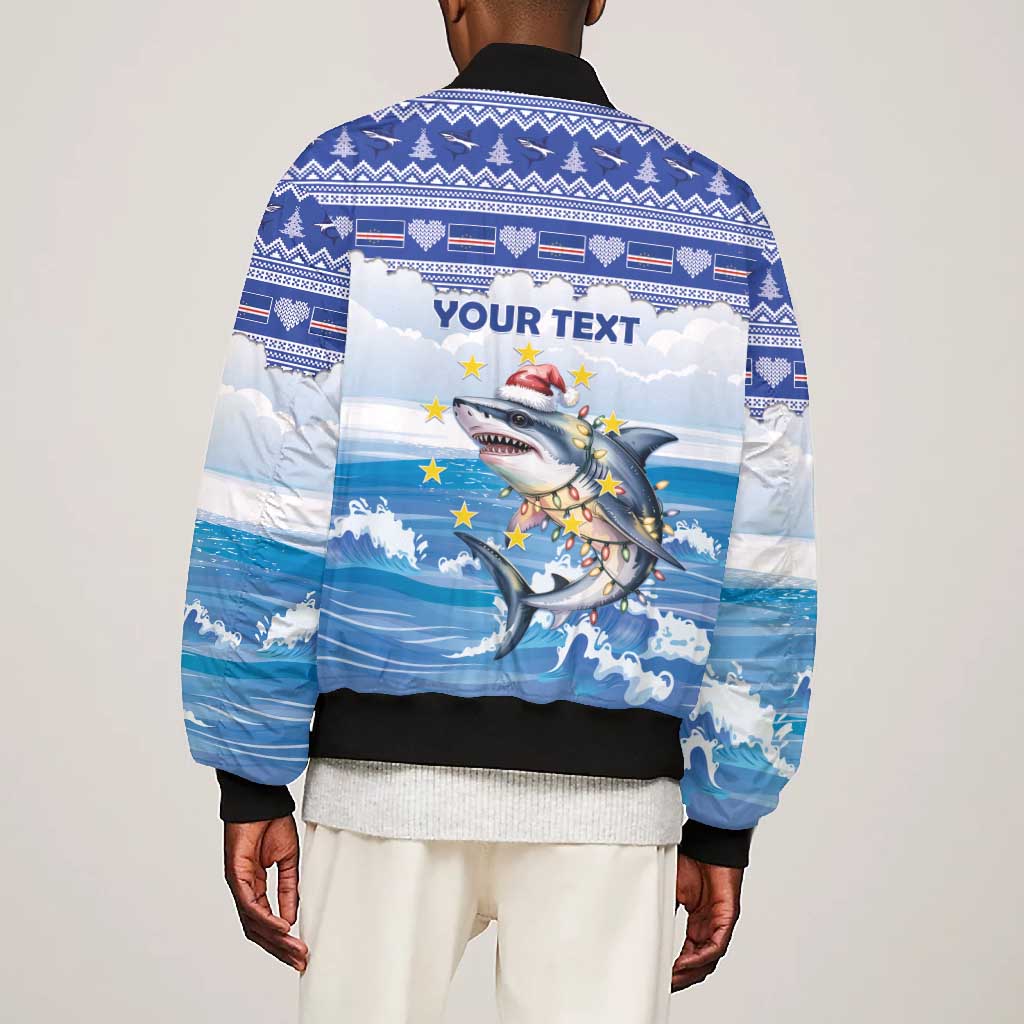 Afro Chirstmas Cabo Verde Football Personalized Bomber Jacket Allez Tubaroes Azuis - African Pride
