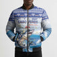 Personalized Cape Verde Football Christmas Bomber Puffer Jacket Feliz Natal Tubaroes Azuis