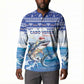 Personalized Cape Verde Football Christmas Button Sweatshirt Feliz Natal Tubaroes Azuis