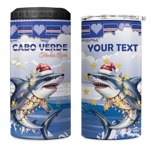 Afro Chirstmas Cabo Verde Football Personalized 4 in 1 Can Cooler Tumbler Allez Tubaroes Azuis - African Pride