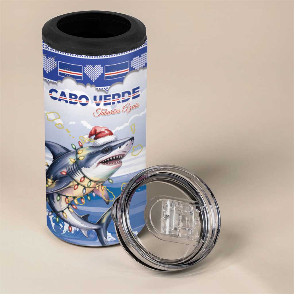 Afro Chirstmas Cabo Verde Football Personalized 4 in 1 Can Cooler Tumbler Allez Tubaroes Azuis - African Pride