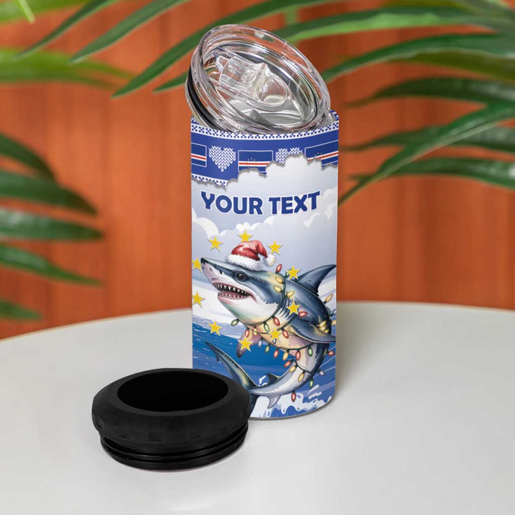 Afro Chirstmas Cabo Verde Football Personalized 4 in 1 Can Cooler Tumbler Allez Tubaroes Azuis - African Pride