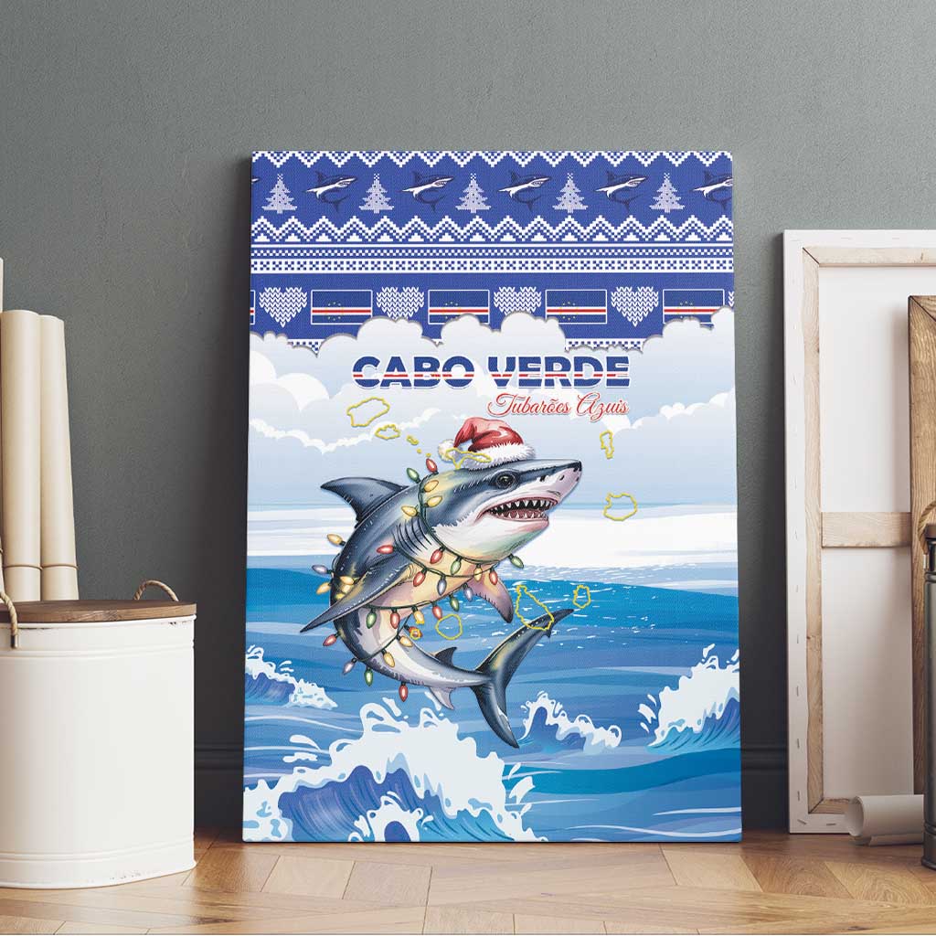 Afro Chirstmas Cabo Verde Football Canvas Wall Art Allez Tubaroes Azuis - African Pride