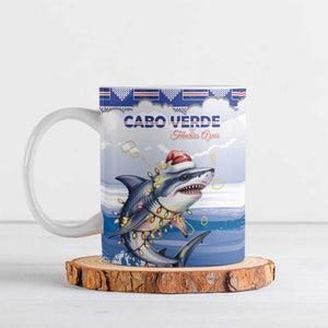 Personalized Cape Verde Football Christmas Ceramic Mug Feliz Natal Tubaroes Azuis