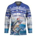 Personalized Cape Verde Football Christmas Hockey Jersey Feliz Natal Tubaroes Azuis