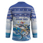 Personalized Cape Verde Football Christmas Hockey Jersey Feliz Natal Tubaroes Azuis