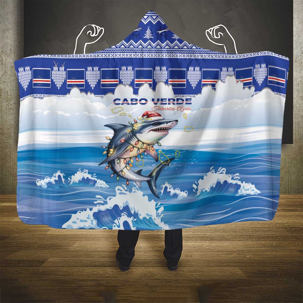 Afro Chirstmas Cabo Verde Football Hooded Blanket Allez Tubaroes Azuis - African Pride