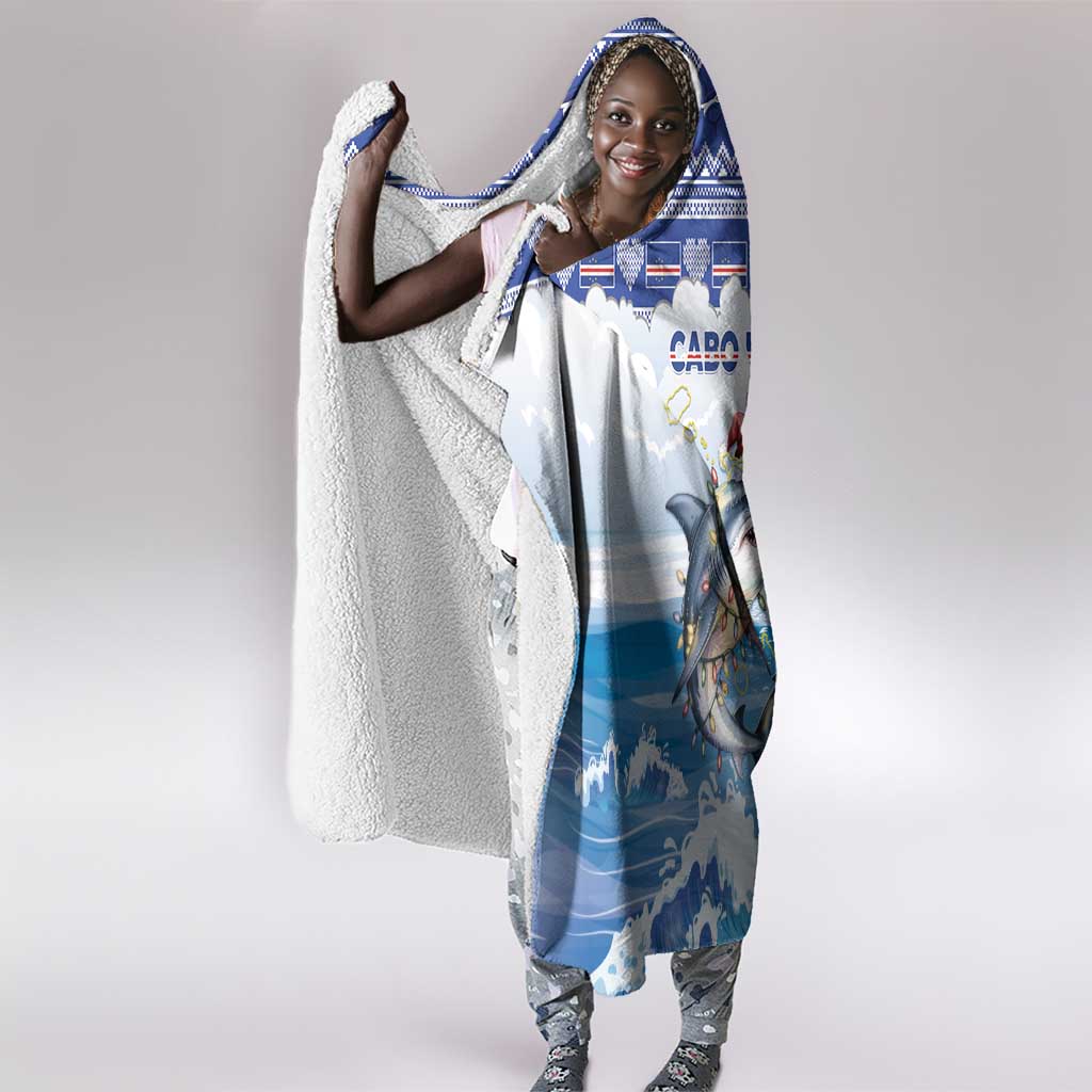 Afro Chirstmas Cabo Verde Football Hooded Blanket Allez Tubaroes Azuis - African Pride