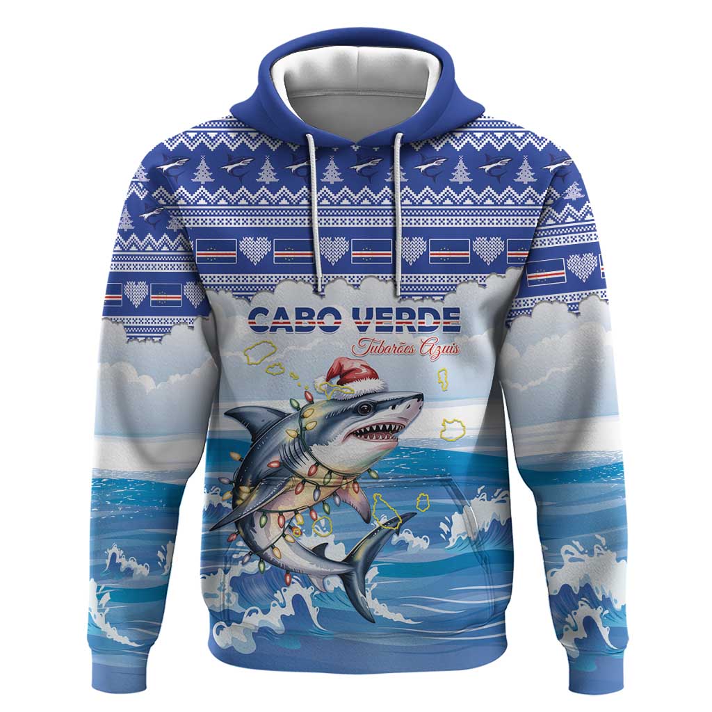 Afro Chirstmas Cabo Verde Football Personalized Hoodie Allez Tubaroes Azuis - African Pride