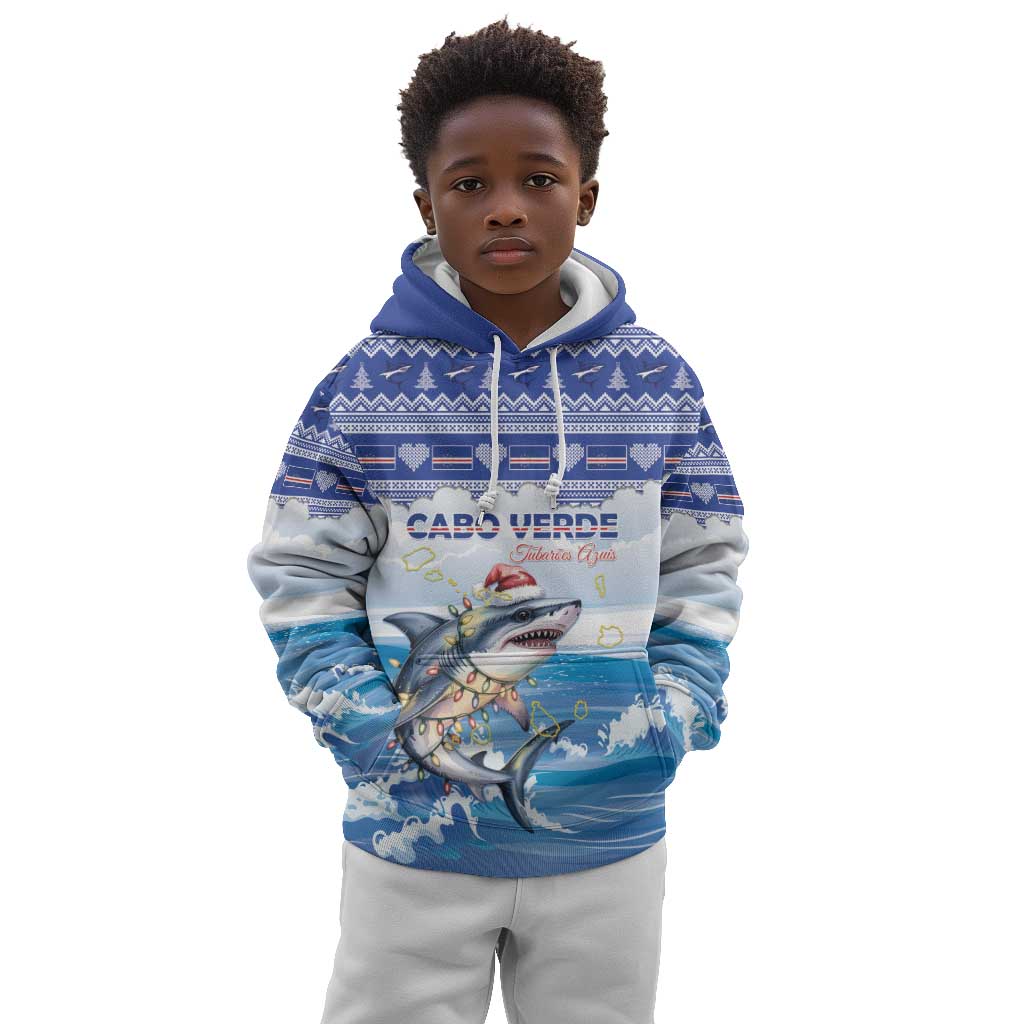 Afro Chirstmas Cabo Verde Football Personalized Kid Hoodie Allez Tubaroes Azuis - African Pride