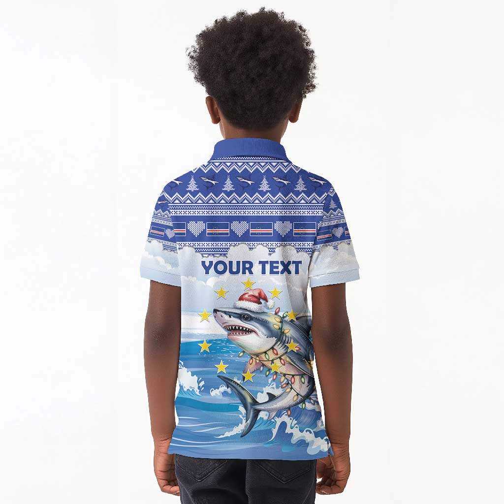 Afro Chirstmas Cabo Verde Football Personalized Kid Polo Shirt Allez Tubaroes Azuis - African Pride