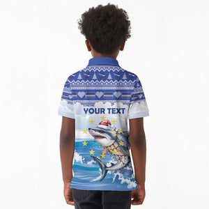 Afro Chirstmas Cabo Verde Football Personalized Kid Polo Shirt Allez Tubaroes Azuis - African Pride