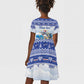 Afro Chirstmas Cabo Verde Football Personalized Kid Short Sleeve Dress Allez Tubaroes Azuis - African Pride