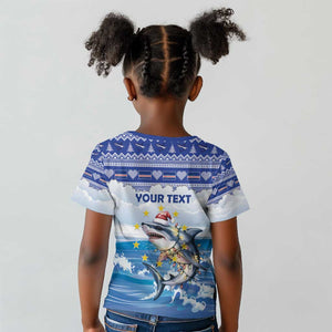 Afro Chirstmas Cabo Verde Football Personalized Kid T shirt Allez Tubaroes Azuis - African Pride