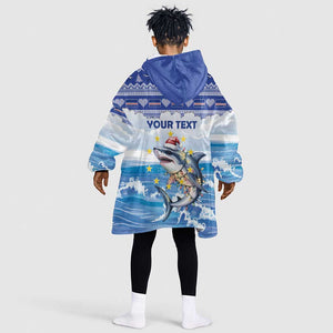 Afro Chirstmas Cabo Verde Football Personalized Kid Wearable Blanket Hoodie Allez Tubaroes Azuis - African Pride