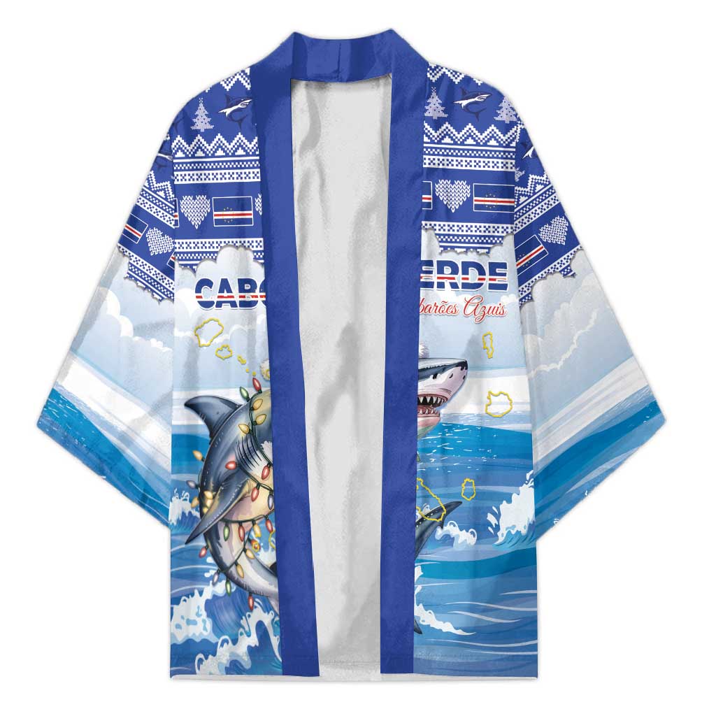 Personalized Cape Verde Football Christmas Kimono Feliz Natal Tubaroes Azuis