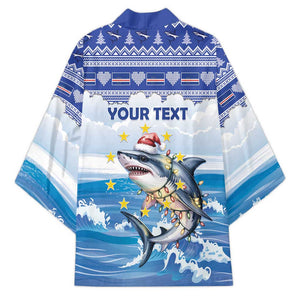 Personalized Cape Verde Football Christmas Kimono Feliz Natal Tubaroes Azuis