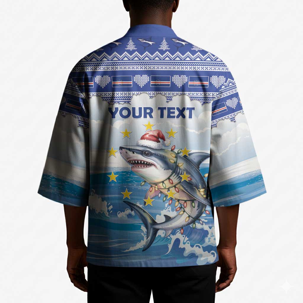 Personalized Cape Verde Football Christmas Kimono Feliz Natal Tubaroes Azuis