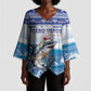 Personalized Cape Verde Football Christmas Kimono Sleeve Blouse Feliz Natal Tubaroes Azuis