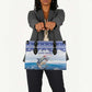 Cape Verde Football Christmas Leather Bag Feliz Natal Tubaroes Azuis