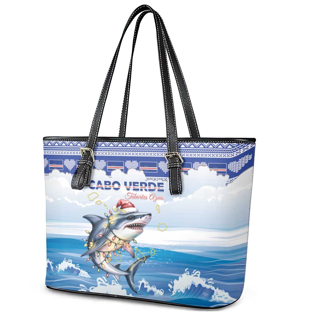 Afro Chirstmas Cabo Verde Football Leather Tote Bag Allez Tubaroes Azuis - African Pride