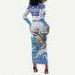 Afro Chirstmas Cabo Verde Football Personalized Long Sleeve Bodycon Dress Allez Tubaroes Azuis - African Pride