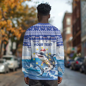 Afro Chirstmas Cabo Verde Football Personalized Long Sleeve Shirt Allez Tubaroes Azuis - African Pride