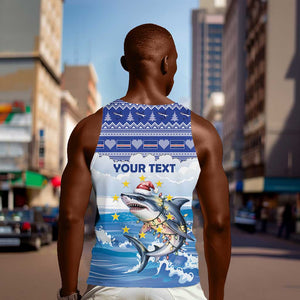 Afro Chirstmas Cabo Verde Football Personalized Men Tank Top Allez Tubaroes Azuis - African Pride