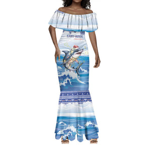 Afro Chirstmas Cabo Verde Football Personalized Mermaid Dress Allez Tubaroes Azuis - African Pride