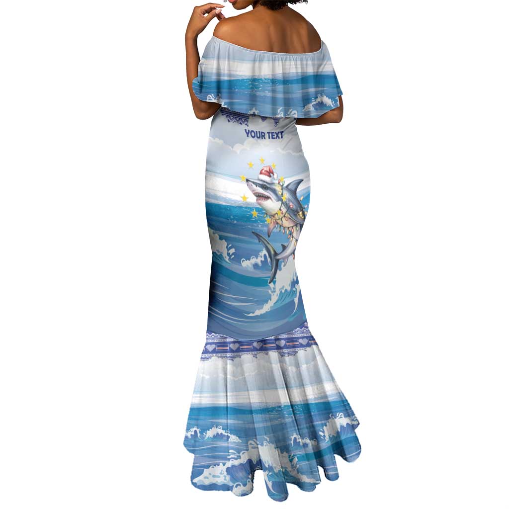 Afro Chirstmas Cabo Verde Football Personalized Mermaid Dress Allez Tubaroes Azuis - African Pride