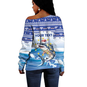 Afro Chirstmas Cabo Verde Football Personalized Off Shoulder Sweater Allez Tubaroes Azuis - African Pride