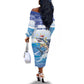 Afro Chirstmas Cabo Verde Football Personalized Off The Shoulder Long Sleeve Dress Allez Tubaroes Azuis - African Pride