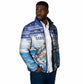 Personalized Cape Verde Football Christmas Padded Jacket Feliz Natal Tubaroes Azuis