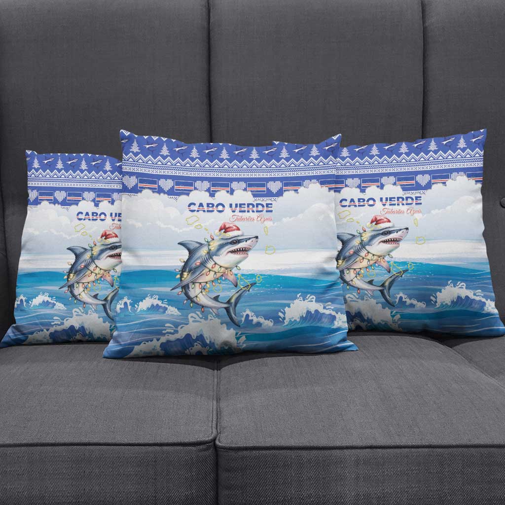 Cape Verde Football Christmas Pillow Cover Feliz Natal Tubaroes Azuis