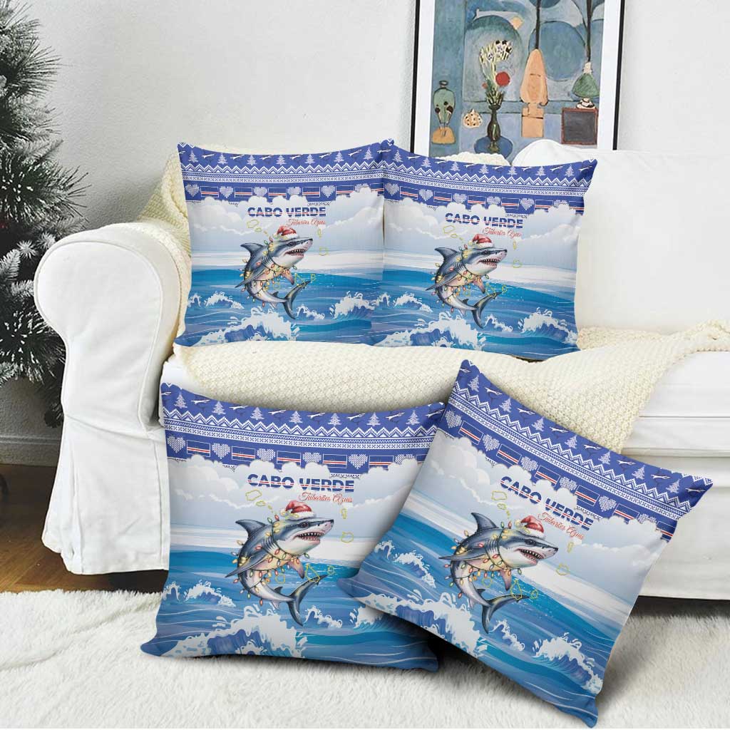 Cape Verde Football Christmas Pillow Cover Feliz Natal Tubaroes Azuis