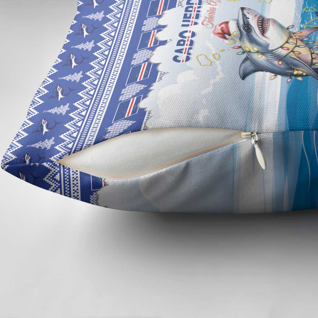 Cape Verde Football Christmas Pillow Cover Feliz Natal Tubaroes Azuis