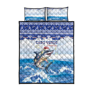 Afro Chirstmas Cabo Verde Football Quilt Bed Set Allez Tubaroes Azuis - African Pride