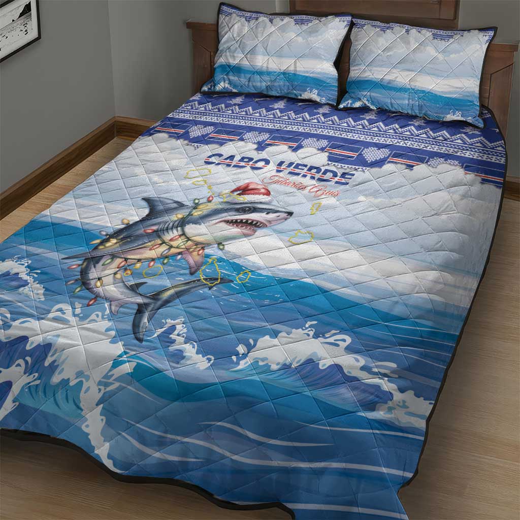 Afro Chirstmas Cabo Verde Football Quilt Bed Set Allez Tubaroes Azuis - African Pride
