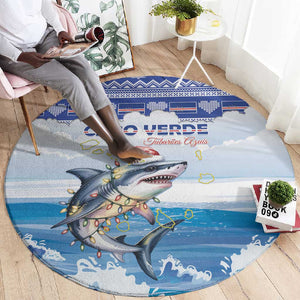 Afro Chirstmas Cabo Verde Football Round Carpet Allez Tubaroes Azuis - African Pride