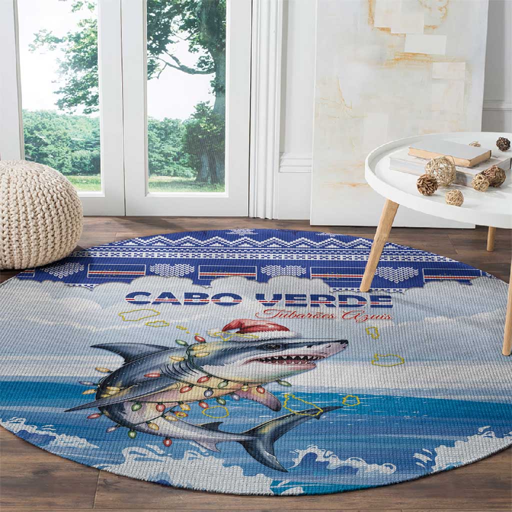 Afro Chirstmas Cabo Verde Football Round Carpet Allez Tubaroes Azuis - African Pride
