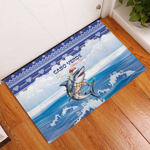 Afro Chirstmas Cabo Verde Football Rubber Doormat Allez Tubaroes Azuis - African Pride