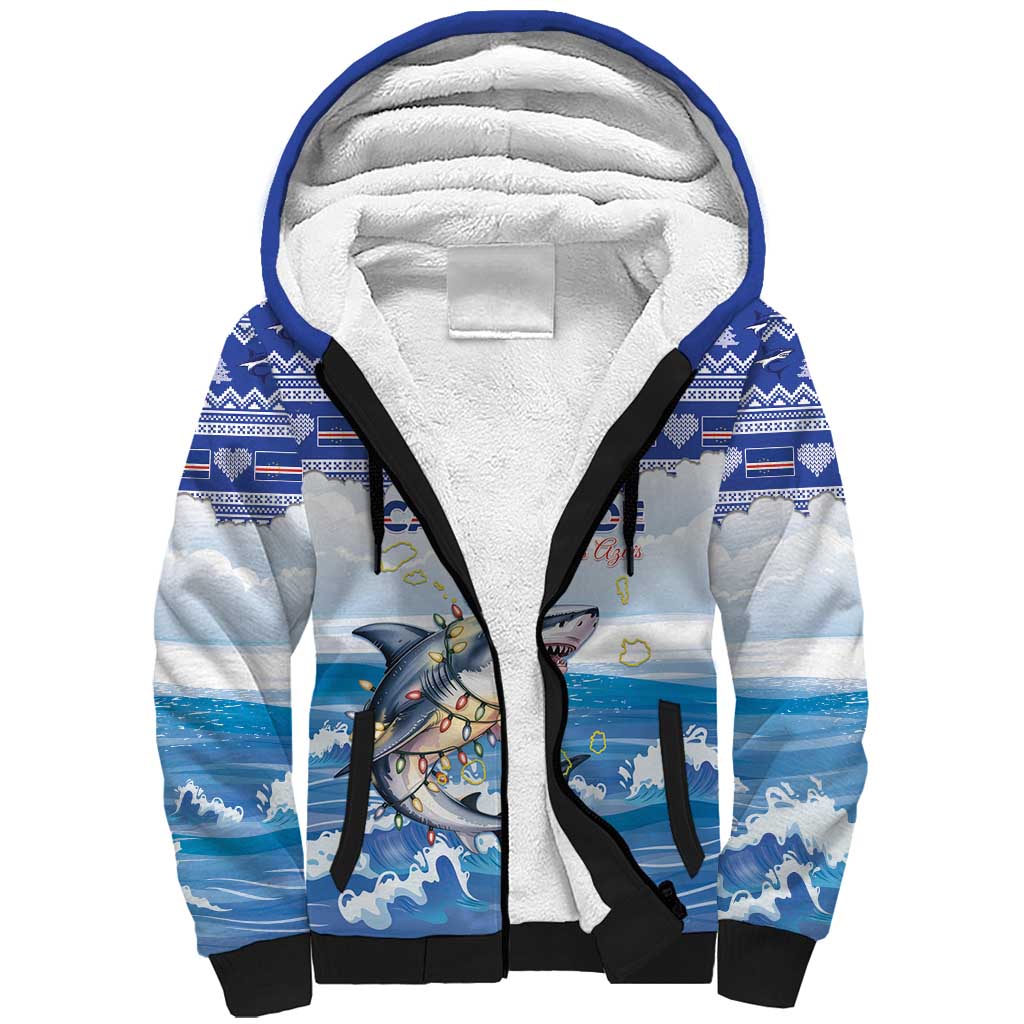 Afro Chirstmas Cabo Verde Football Personalized Sherpa Hoodie Allez Tubaroes Azuis - African Pride