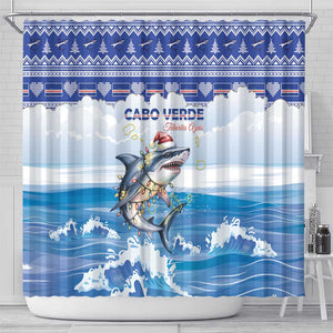 Afro Chirstmas Cabo Verde Football Shower Curtain Allez Tubaroes Azuis - African Pride