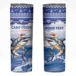 Afro Chirstmas Cabo Verde Football Personalized Skinny Tumbler Allez Tubaroes Azuis - African Pride